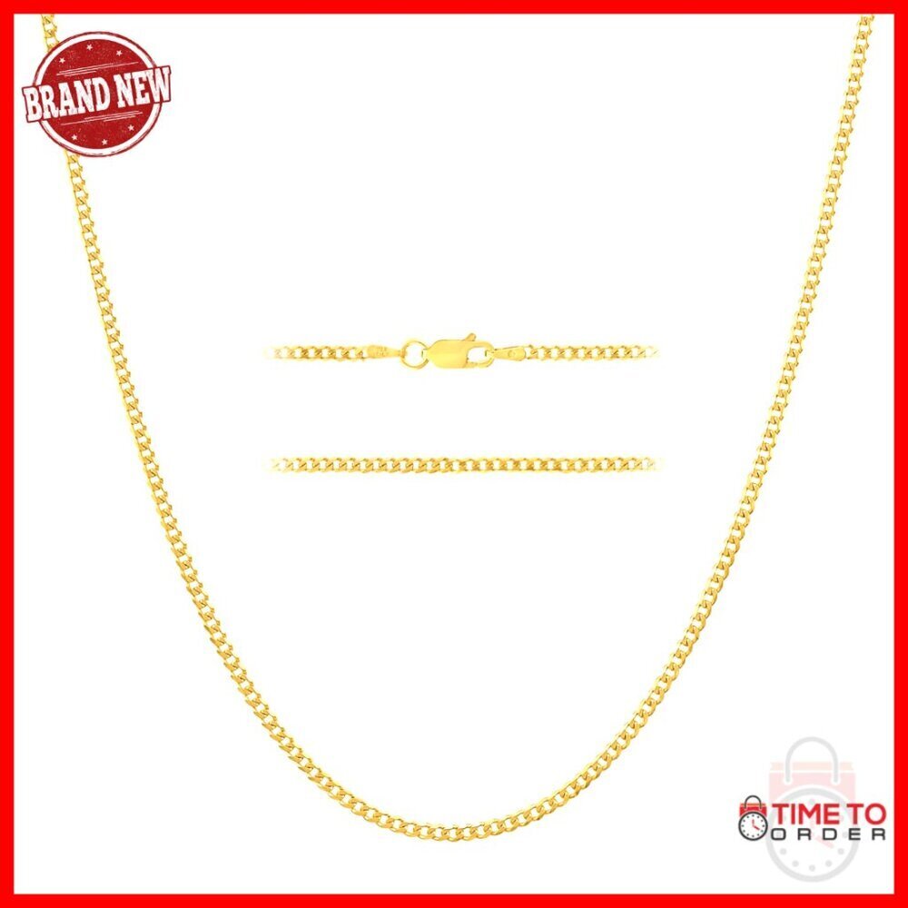 18K Gold-Plated Sterling Silver Cuban Link Chain Necklace 18 Inch